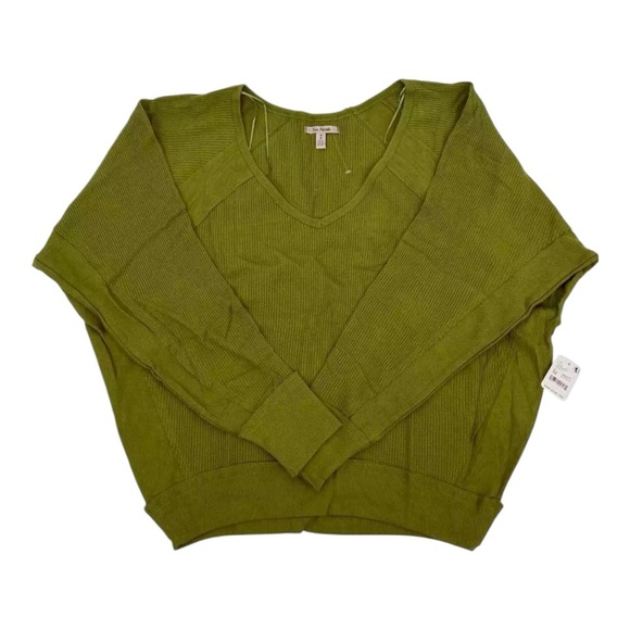 Free People Women's Santa Clara V-Neck Pullover Thermal Top Green Medium NWT - Picture 2 of 8